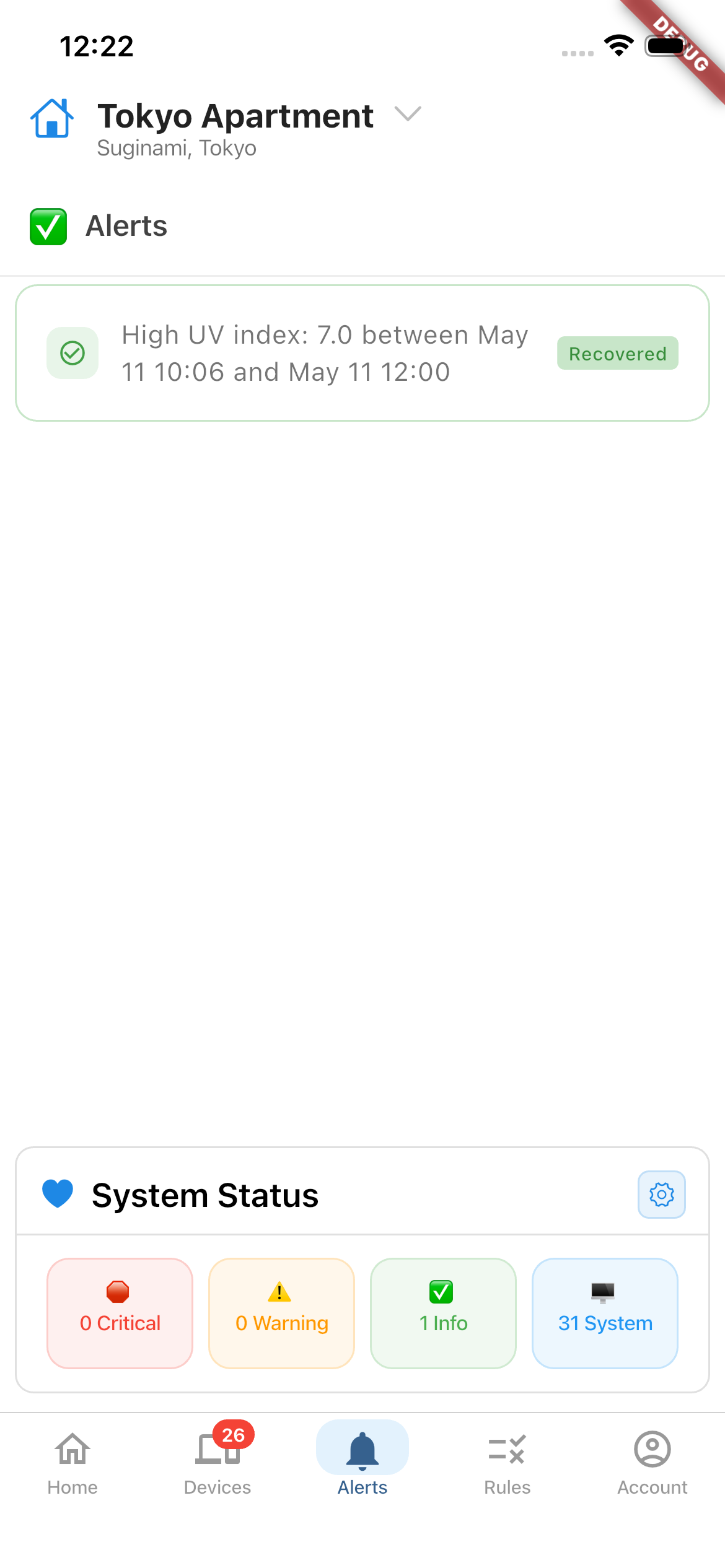 Smart Alerts - Real-time alerts and system status